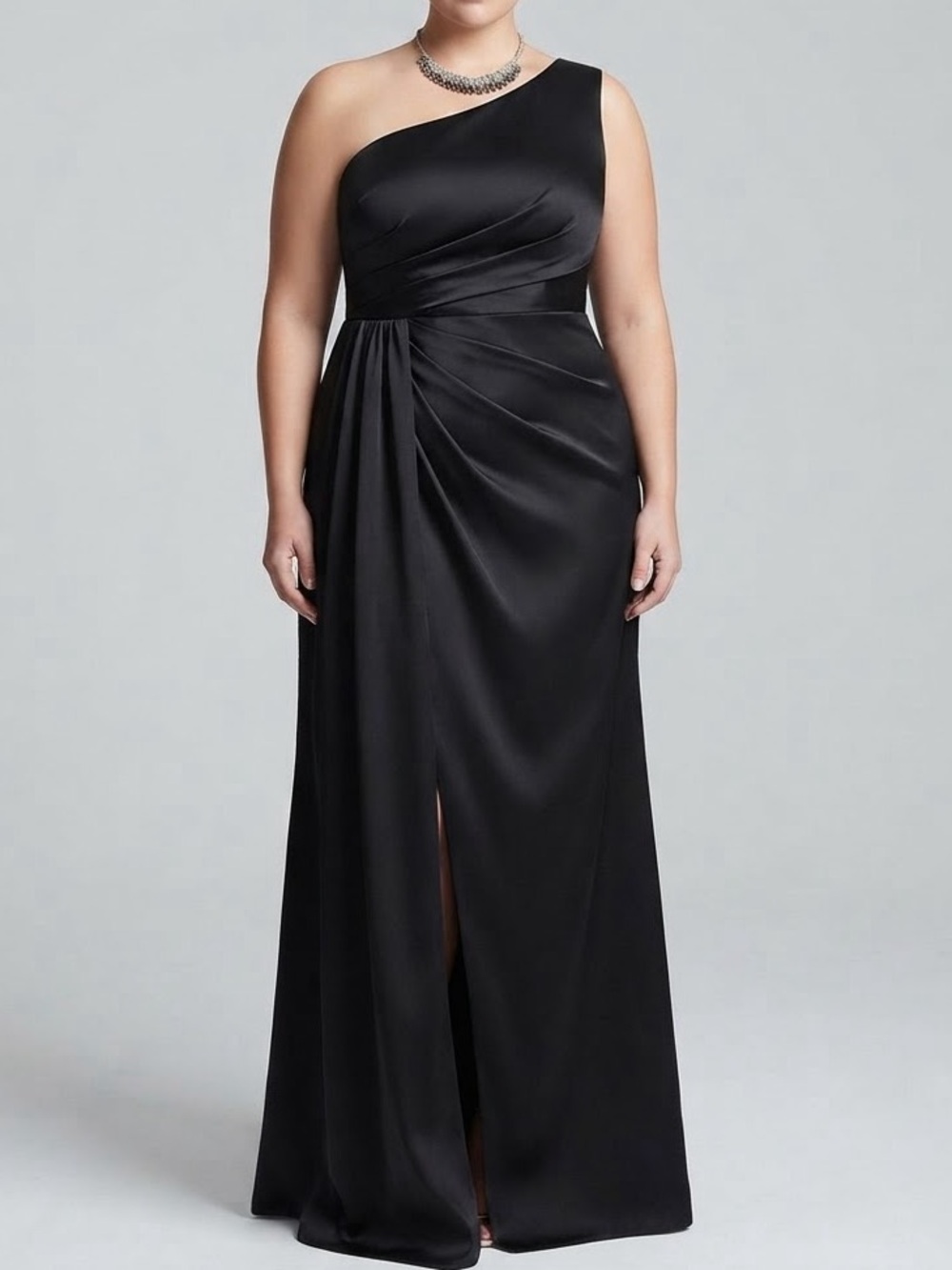 AZAZIE Black One Shoulder Satin-like Evening Gown size 20